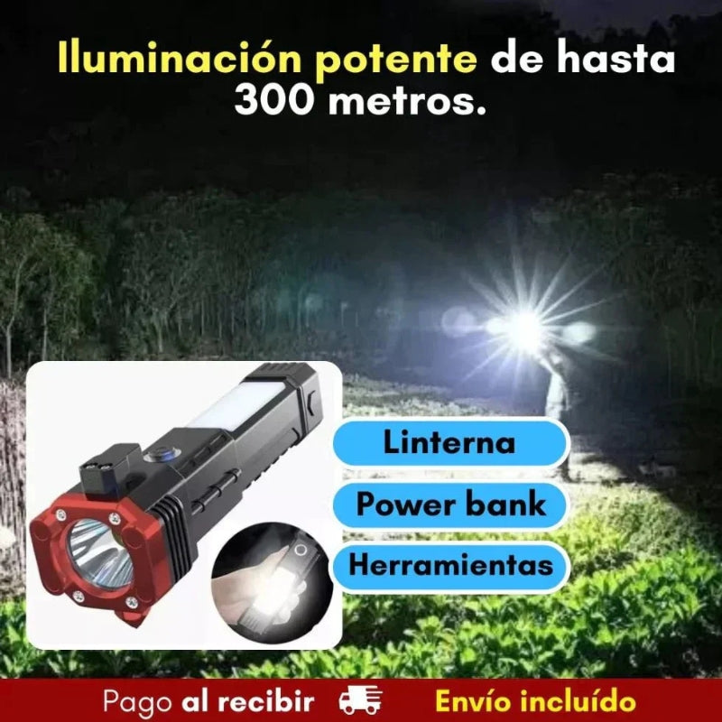 Linterna Táctica Recargable 4 en 1