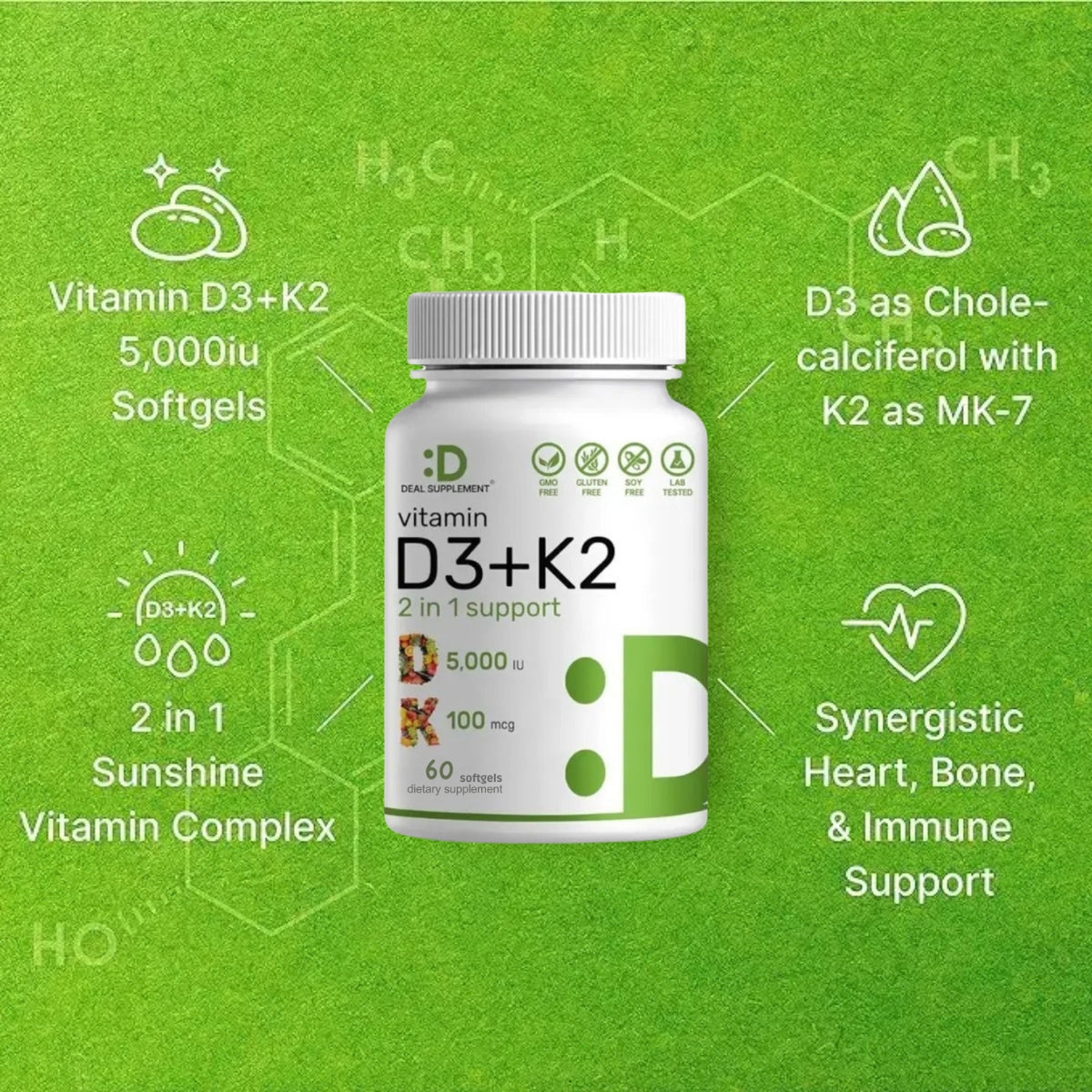 Suplemento de vitamina D3K2 - Tu escudo diario en una cápsula